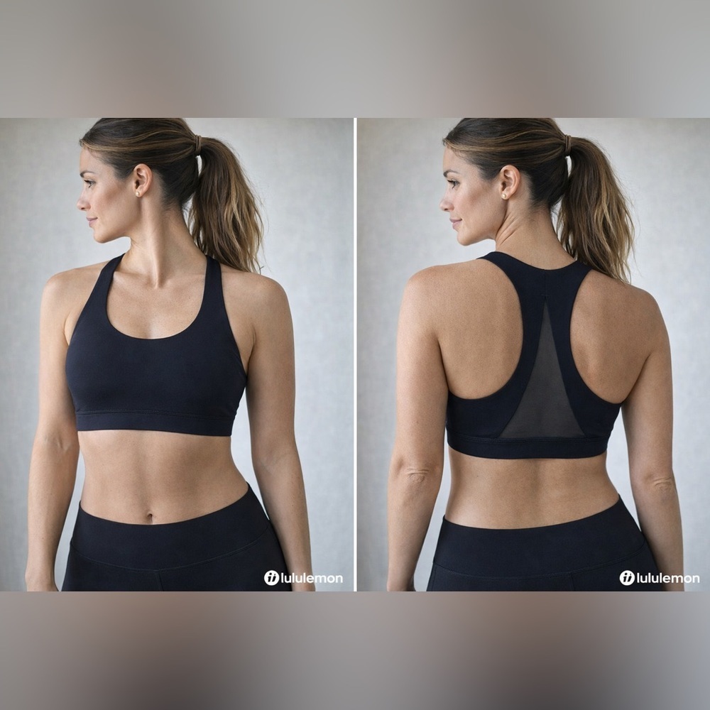 lululemon Black Racerback Mesh-Back Sports Bra